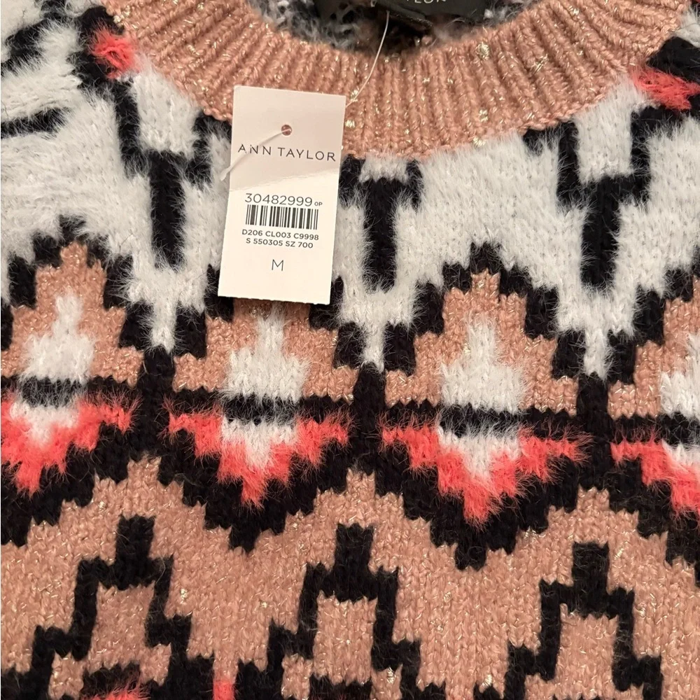 Ann Taylor Multicolor Patterned Crewneck Sweater - Picture 2 of 2